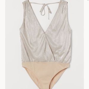H&M Silver Pleated Bodysuit